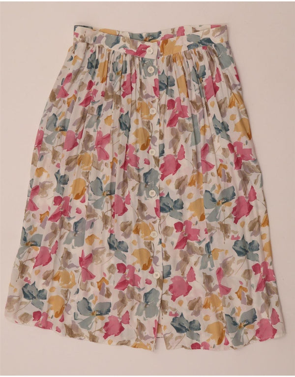 Fusta evazată pentru femei Vintage IT 44 Medium W31 Viscoză florală multicoloră