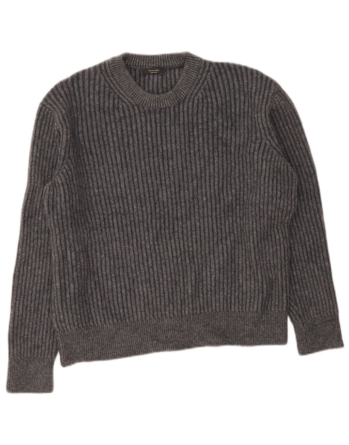 Pulover Massimo Dutti pentru damă cu gât crew pulover UK 16 mare lână gri