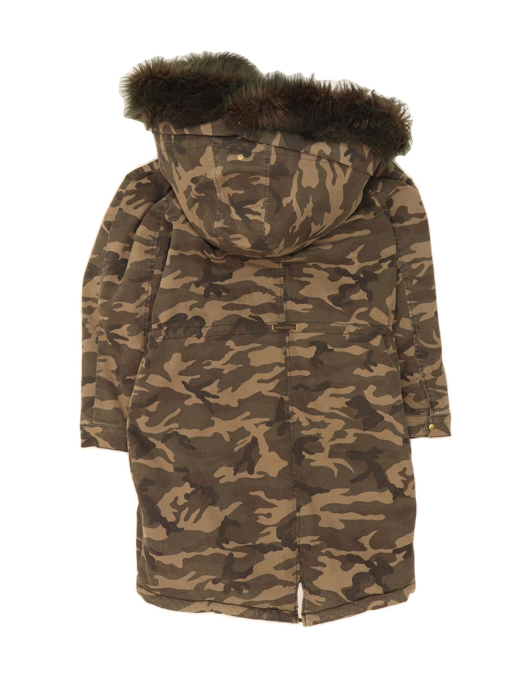 ONLY Womens Hooded Parka Jacket EU 38 Medium Khaki Camouflage Cotton Vintage Only and Second-Hand Only from Messina Hembry 