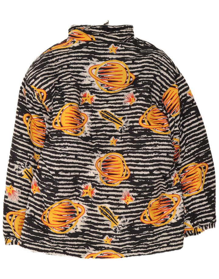 Jachetă Anorak Vintage pentru băieți, 13-14 ani, poliamidă geometrică neagră