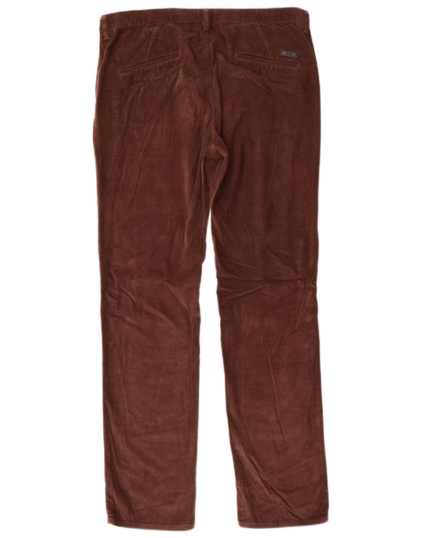 Hugo Boss Pantaloni drepti pentru bărbați din velur IT 52 XL W36 L34 maro bumbac