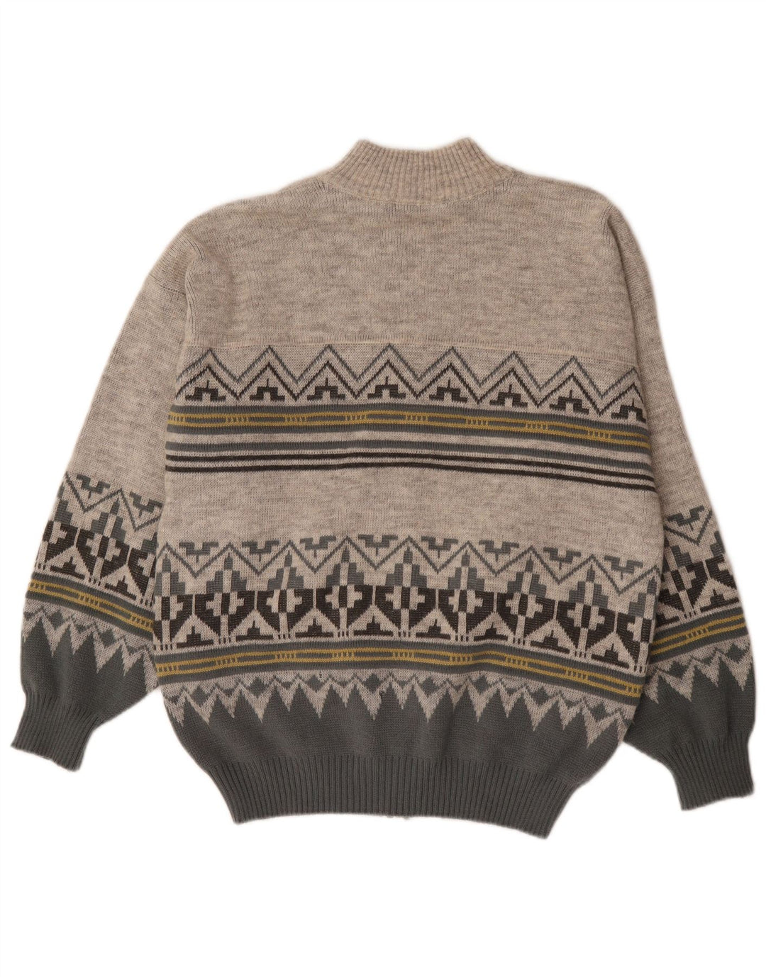 Pulover cardigan pentru bărbați Maremma Gri mediu Fair Isle Poliacrilic