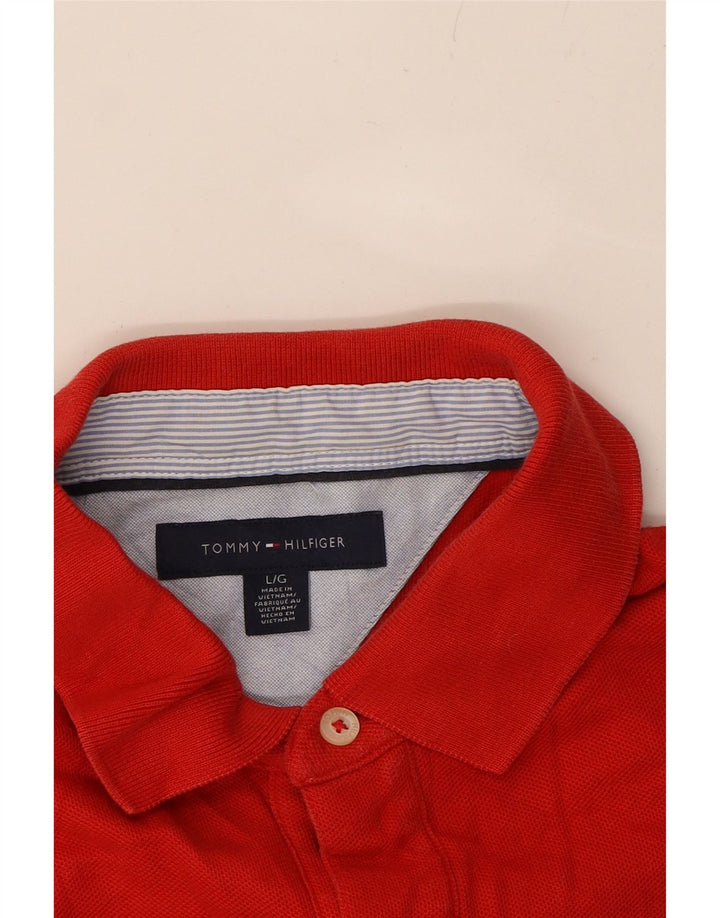 TOMMY HILFIGER Mens Polo Shirt Large Red Cotton Vintage Tommy Hilfiger and Second-Hand Tommy Hilfiger from Messina Hembry 