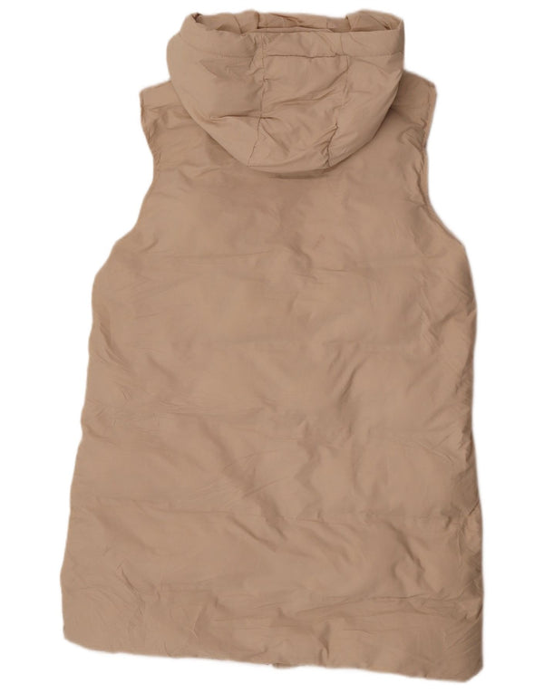 Gilet căptușit cu glugă pentru femei Zara UK 16, mare, bej, poliester
