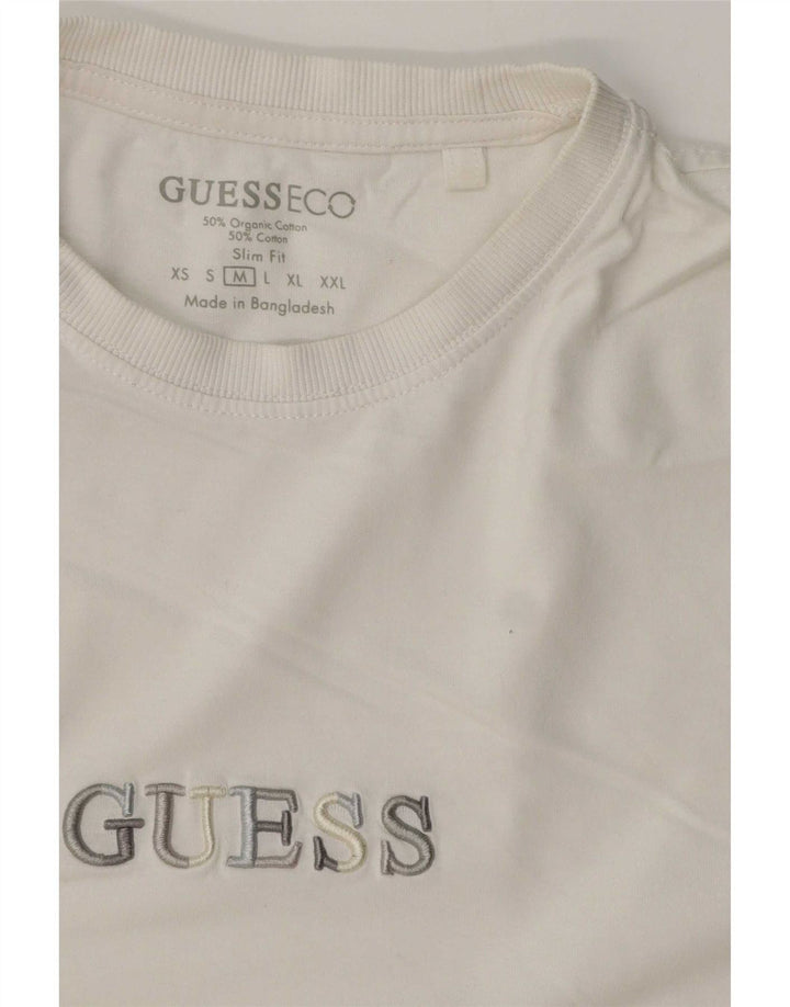 Tricou grafic pentru bărbați Guess Slim Fit Top din bumbac alb mediu