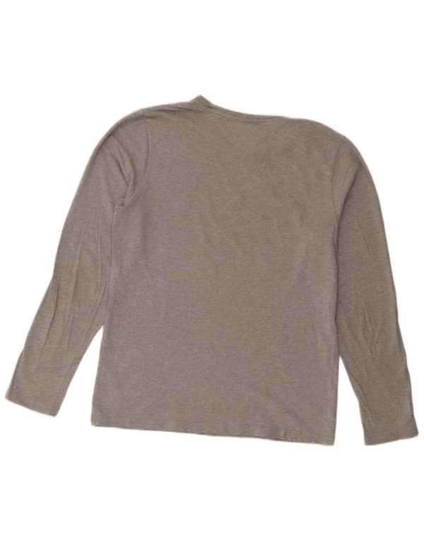 Tommy Hilfiger pentru bărbați, top slim cu mânecă lungă, mare, gri bumbac cu pete