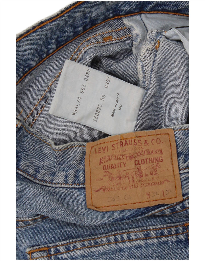Blugi drepti pentru bărbați Levi's 595 W34 L28 Bumbac albastru