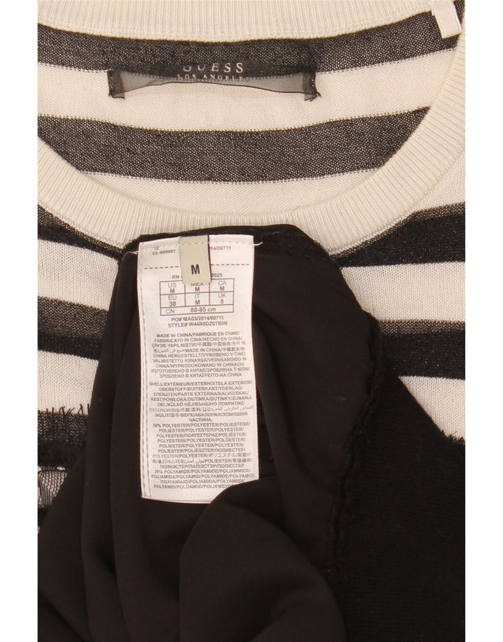 Pulover Guess pentru femei cu gâtul barcă, UK 8, poliester cu dungi negre mici