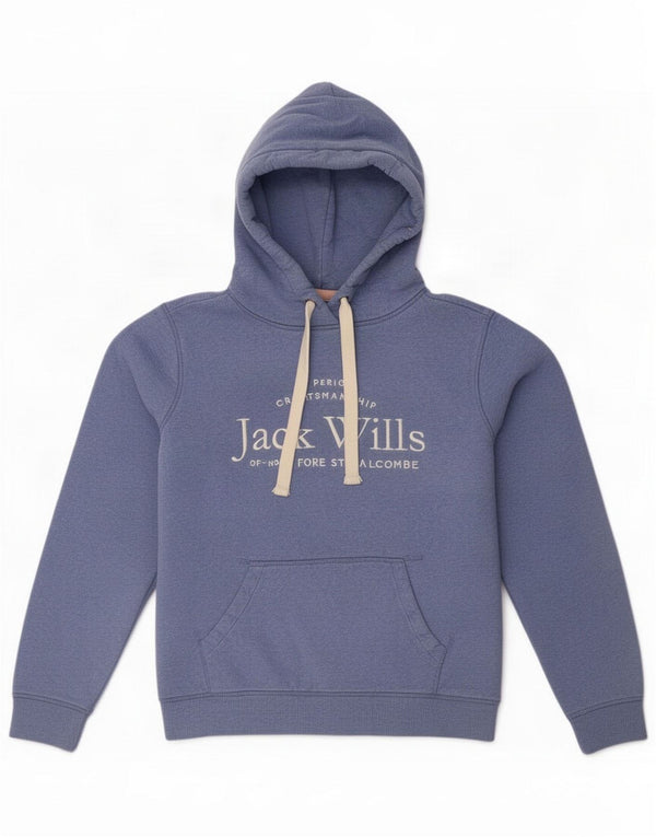 Jack Wills Pulover supradimensionat cu glugă cu grafic pentru femei UK 14 Large Blue