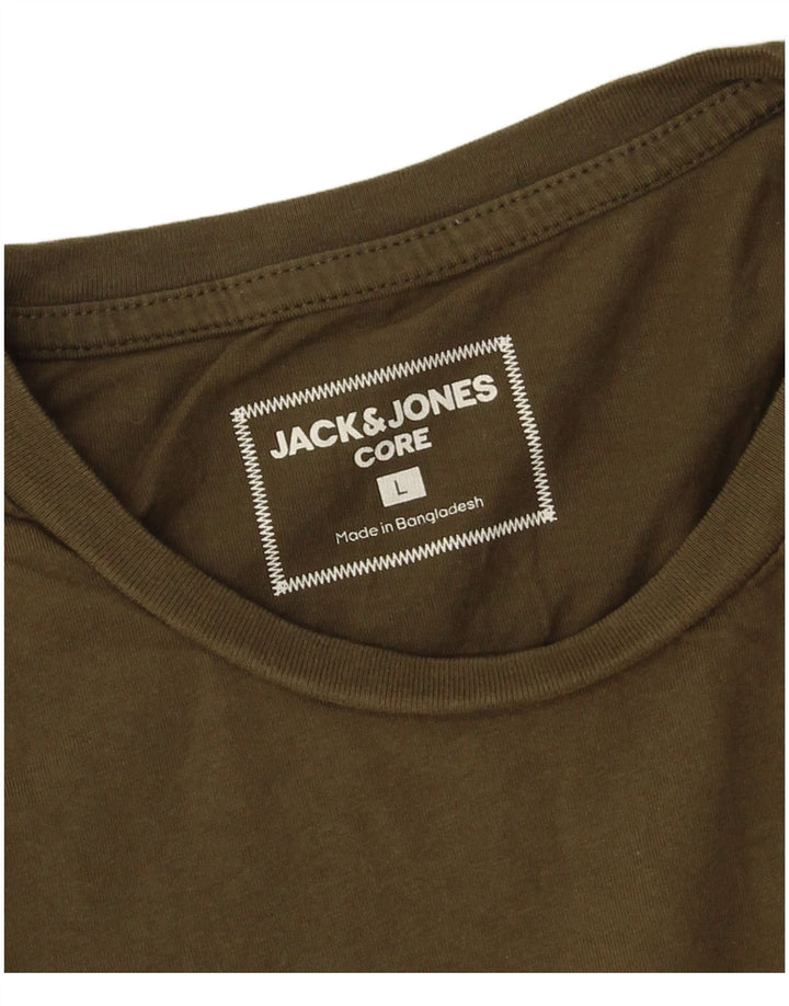 Tricou Jack & Jones pentru bărbați Top mare din bumbac kaki