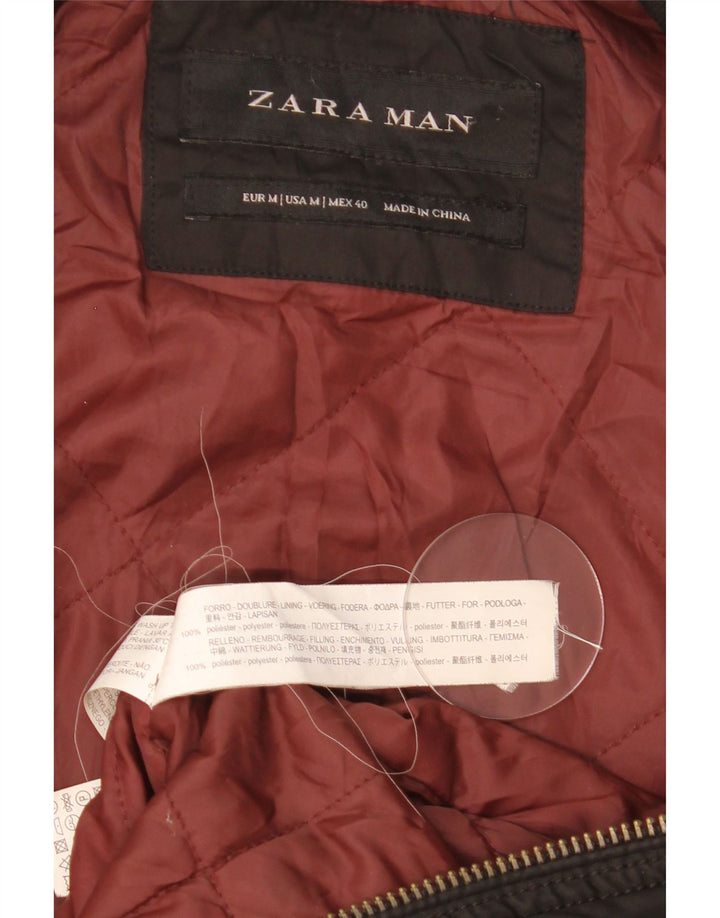 Jachetă Bomber pentru bărbați Zara UK 38 Medium Negru Poliester color bloc
