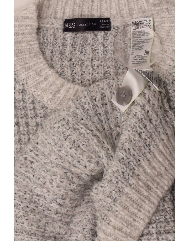 Pulover cardigan supradimensionat pentru femei Marks & Spencer UK 16 mare, gri pete