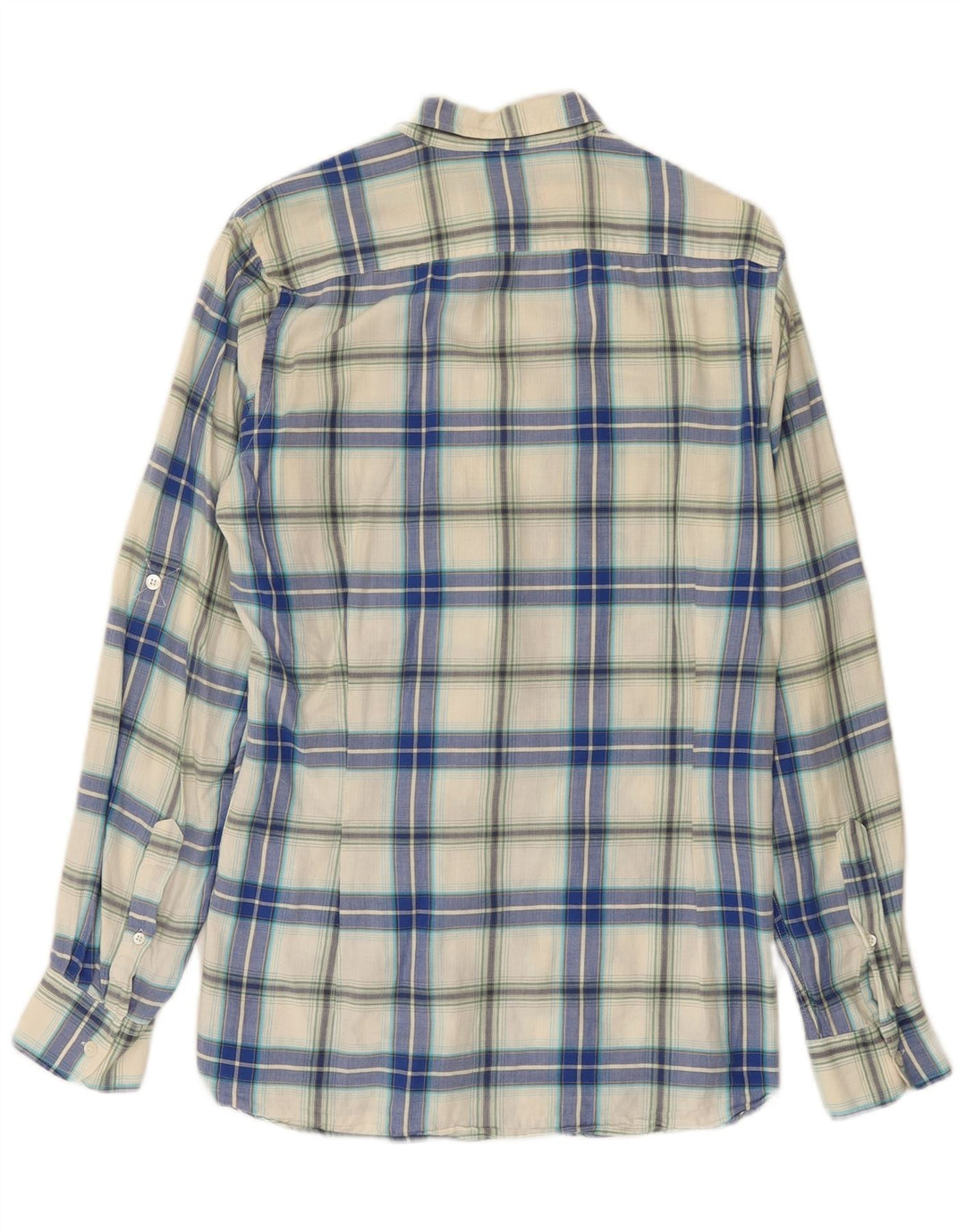 Cămașă de flanel pentru bărbați Ted Baker, mărimea 2, bumbac carouri albastru mic