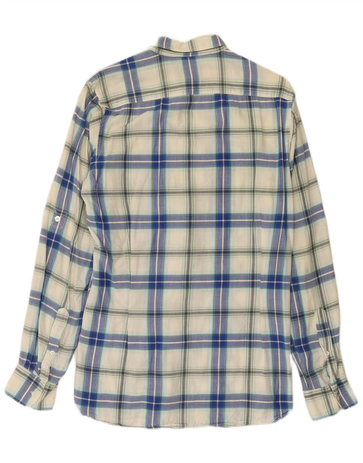 Cămașă de flanel pentru bărbați Ted Baker, mărimea 2, bumbac carouri albastru mic