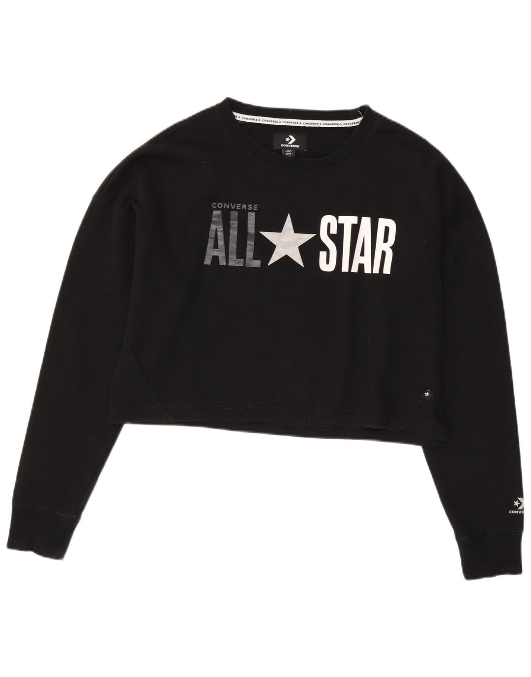 Pulover oversized Crop Graphic pentru femei Converse UK 14 Medium Negru
