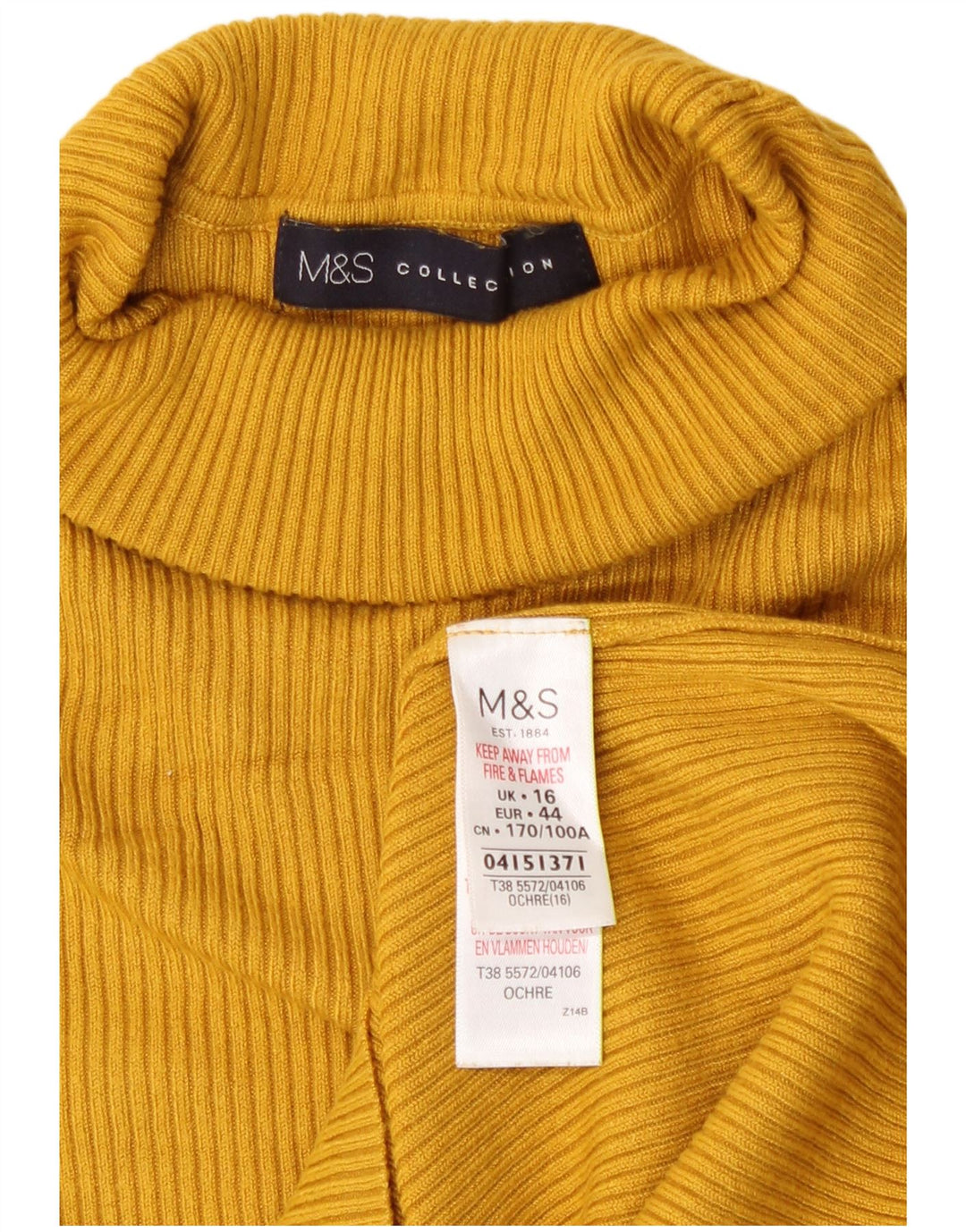 Marks & Spencer Pulover cu gât rulat pentru femei UK 16 Viscoză mare galbenă