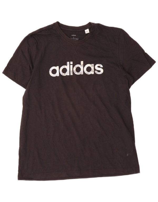 Tricou grafic Adidas pentru bărbați Top mare din bumbac negru