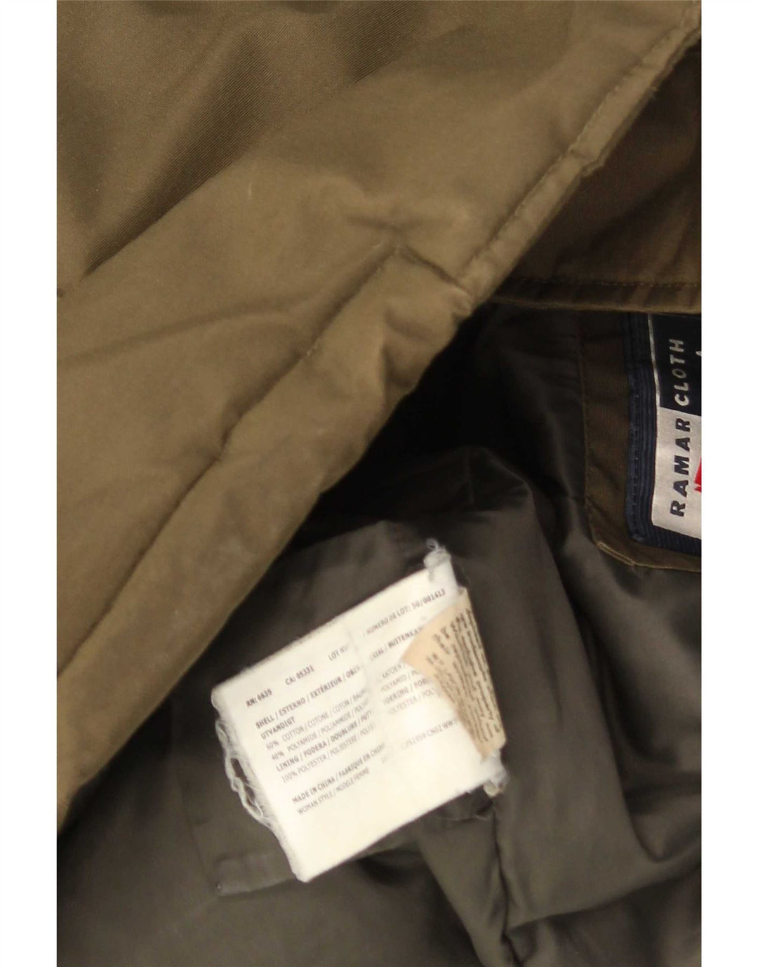 Palton căptușit cu glugă Woolrich pentru femei UK 14 Bumbac kaki mediu