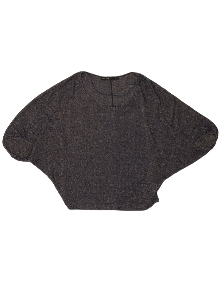 Top Crop Batwing pentru Damă Zara UK 10 Mic Bleumarin Cupro Modern