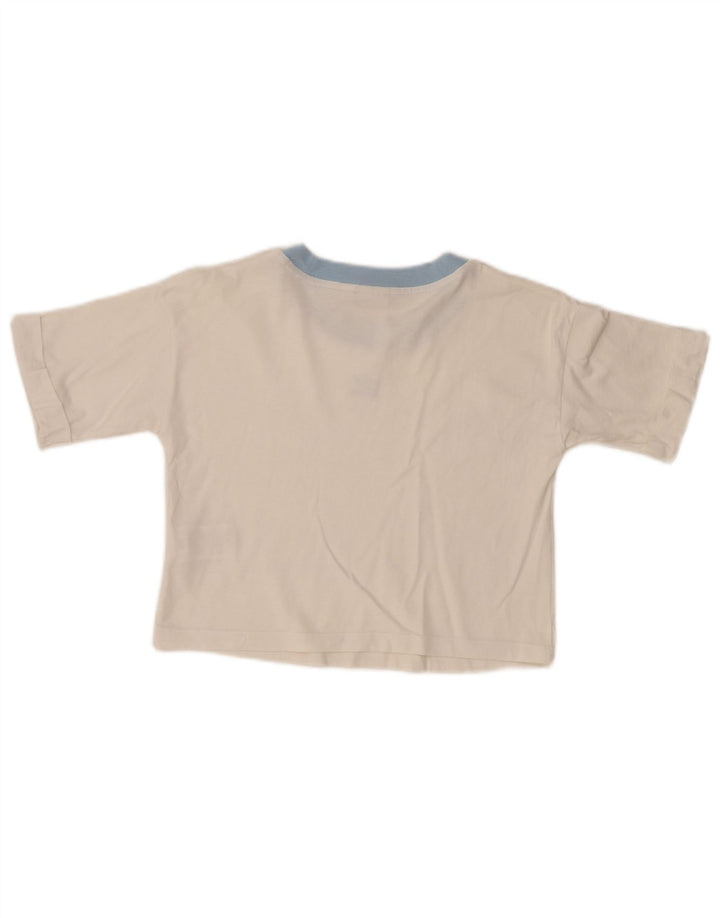 ADIDAS Tricou Crop Top UK 10 Bumbac Alb Mic