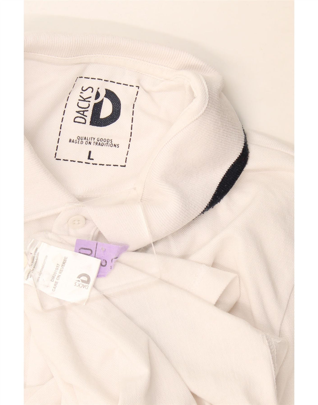 Tricou polo pentru bărbați Dack's, bumbac alb mare