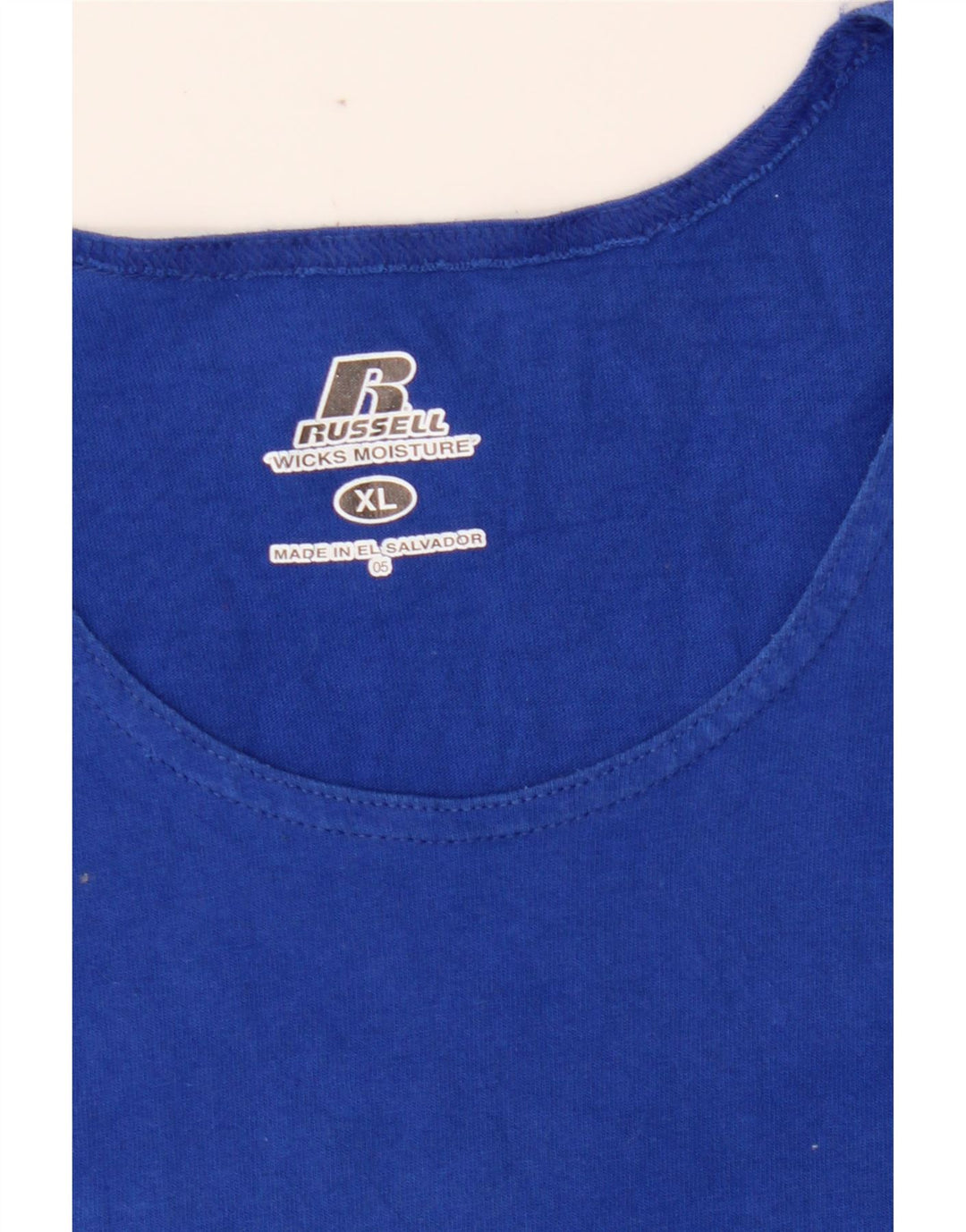 RUSSELL ATHLETIC Mens Wicks Moisture Graphic Vest Top XL Blue Vintage Russell Athletic and Second-Hand Russell Athletic from Messina Hembry 