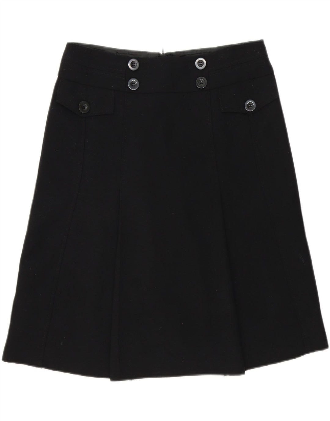 MARKS & SPENCER Womens A-Line Skirt UK 12 Medium W32 Black Polyester Vintage Marks & Spencer and Second-Hand Marks & Spencer from Messina Hembry 