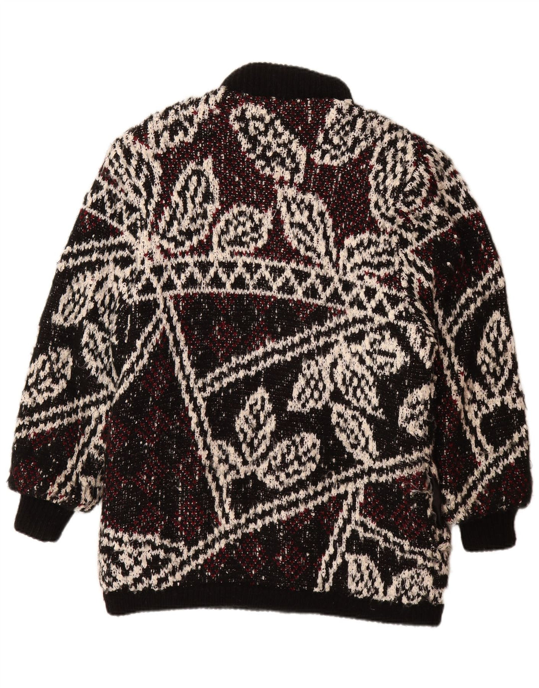 JEFFREY BROWNLEADER Palton tricot pentru femei UK 14 Medium Negru Floral Acrilic