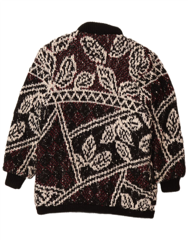 JEFFREY BROWNLEADER Palton tricot pentru femei UK 14 Medium Negru Floral Acrilic