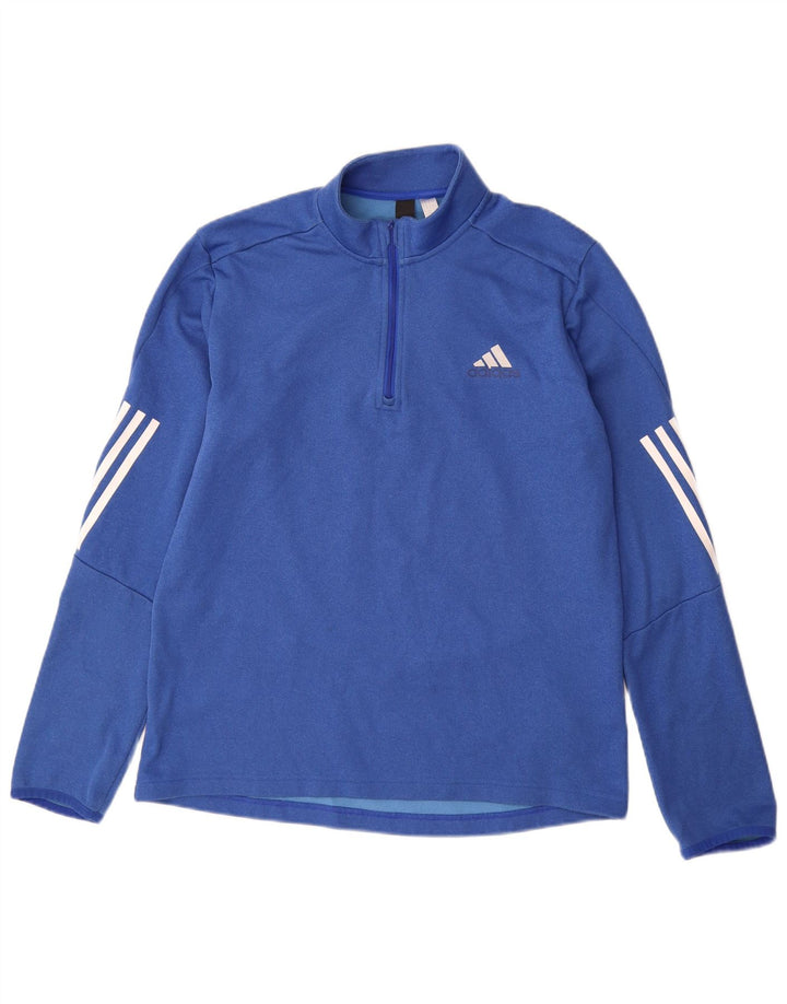 Top de trening ADIDAS Aeroready, cu fermoar și gât, albastru mediu