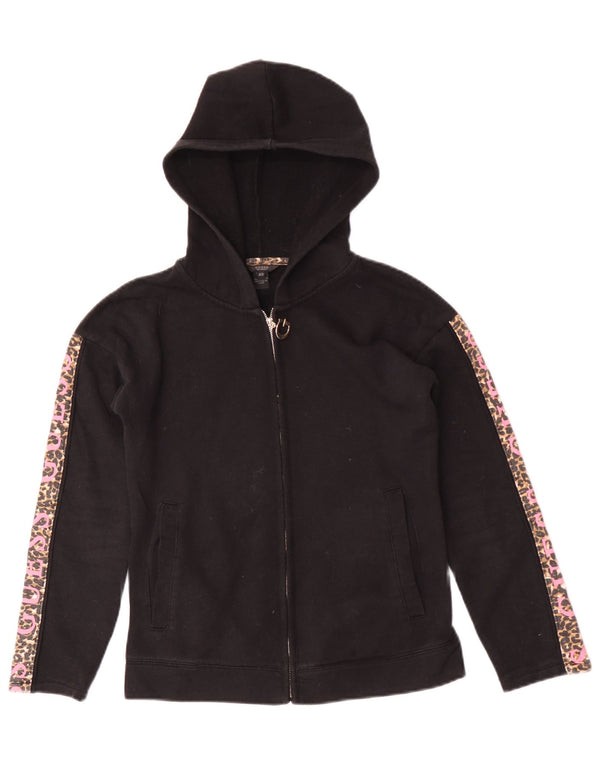 Pulover Guess pentru femei, cu fermoar și grafic, UK 6 XS, negru, imprimeu animal