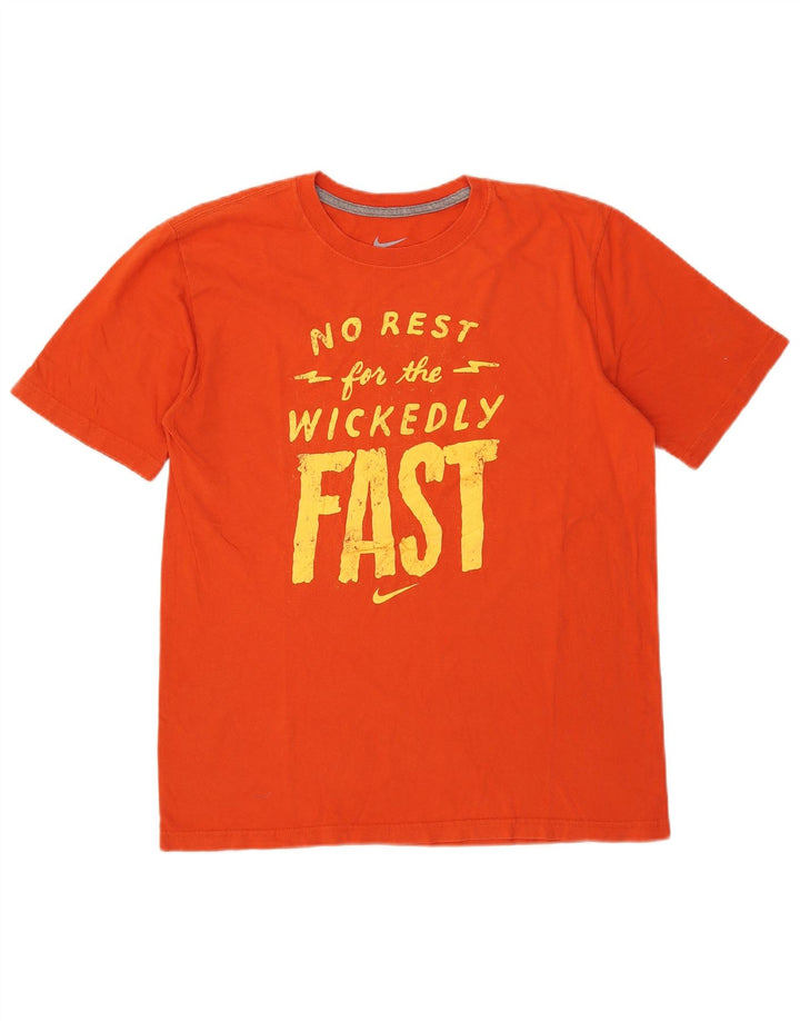 Tricou grafic pentru bărbați Nike Regular Fit Top din bumbac portocaliu mediu