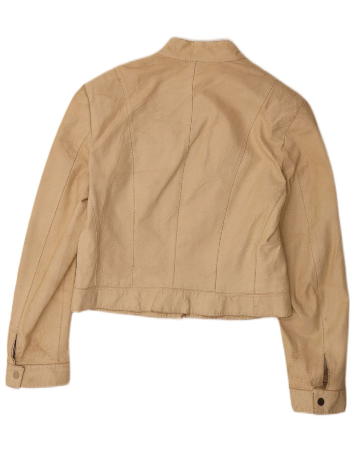 Jachetă de piele crop Donna Pelle pentru femei IT 44 Bej mediu