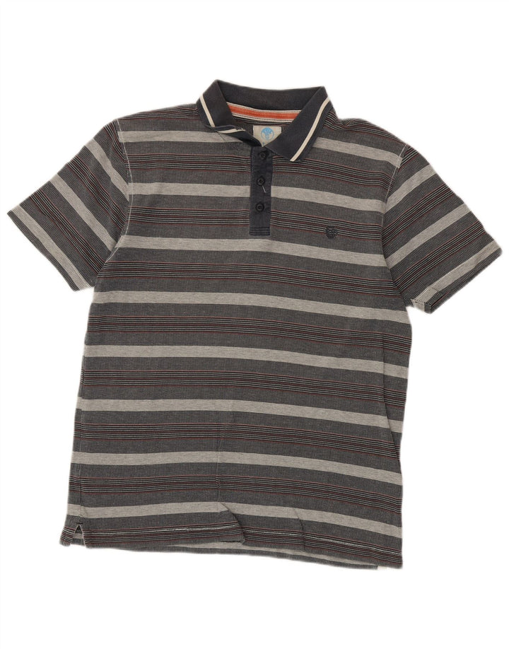 Tricou polo pentru bărbați Fat Face, bumbac cu dungi gri mediu