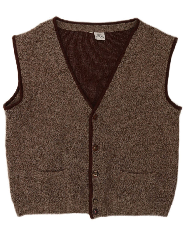 Vestă vintage pentru bărbați din tricot IT 50 maro mediu cu pete clasice