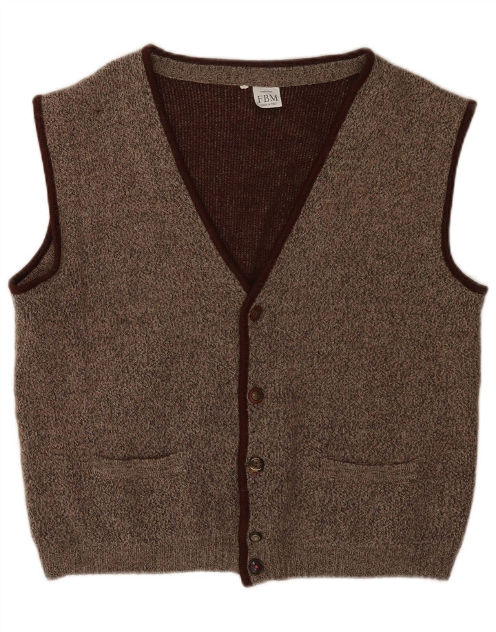 Vestă vintage pentru bărbați din tricot IT 50 maro mediu cu pete clasice