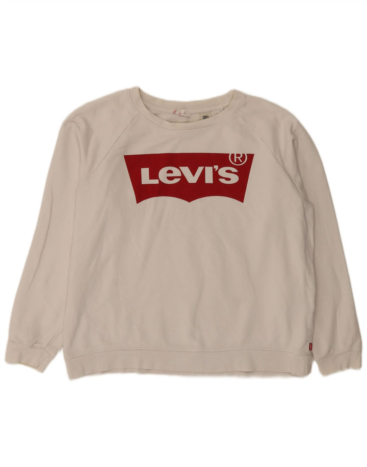 Levi's Pulover supradimensionat cu grafic pentru femei UK 16 Bumbac alb mare