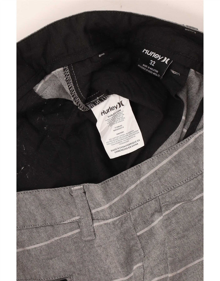 Pantaloni scurți chino Hurley pentru bărbați W32, bumbac cu dungi gri medii