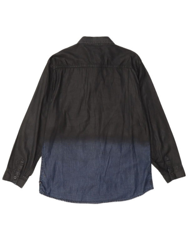 Cămașă din denim pentru bărbați Guess Slim Fit UK 40, bumbac color bloc, gri mediu