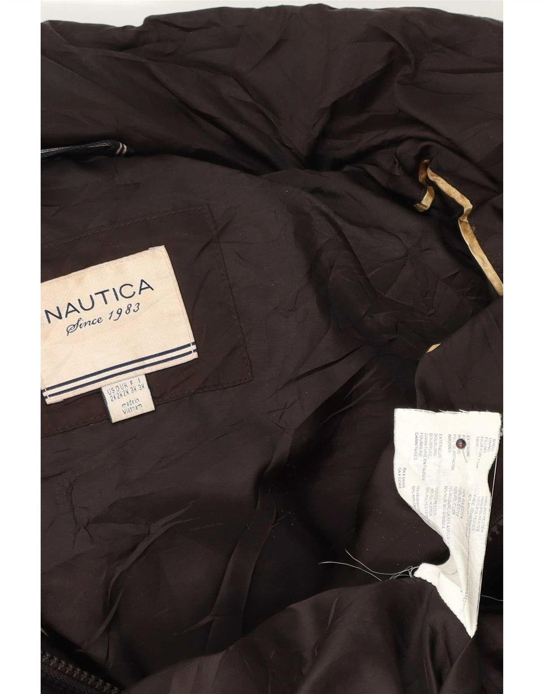 Jachetă căptușită cu glugă Nautica pentru femei UK 20 2XL Maro Poliester