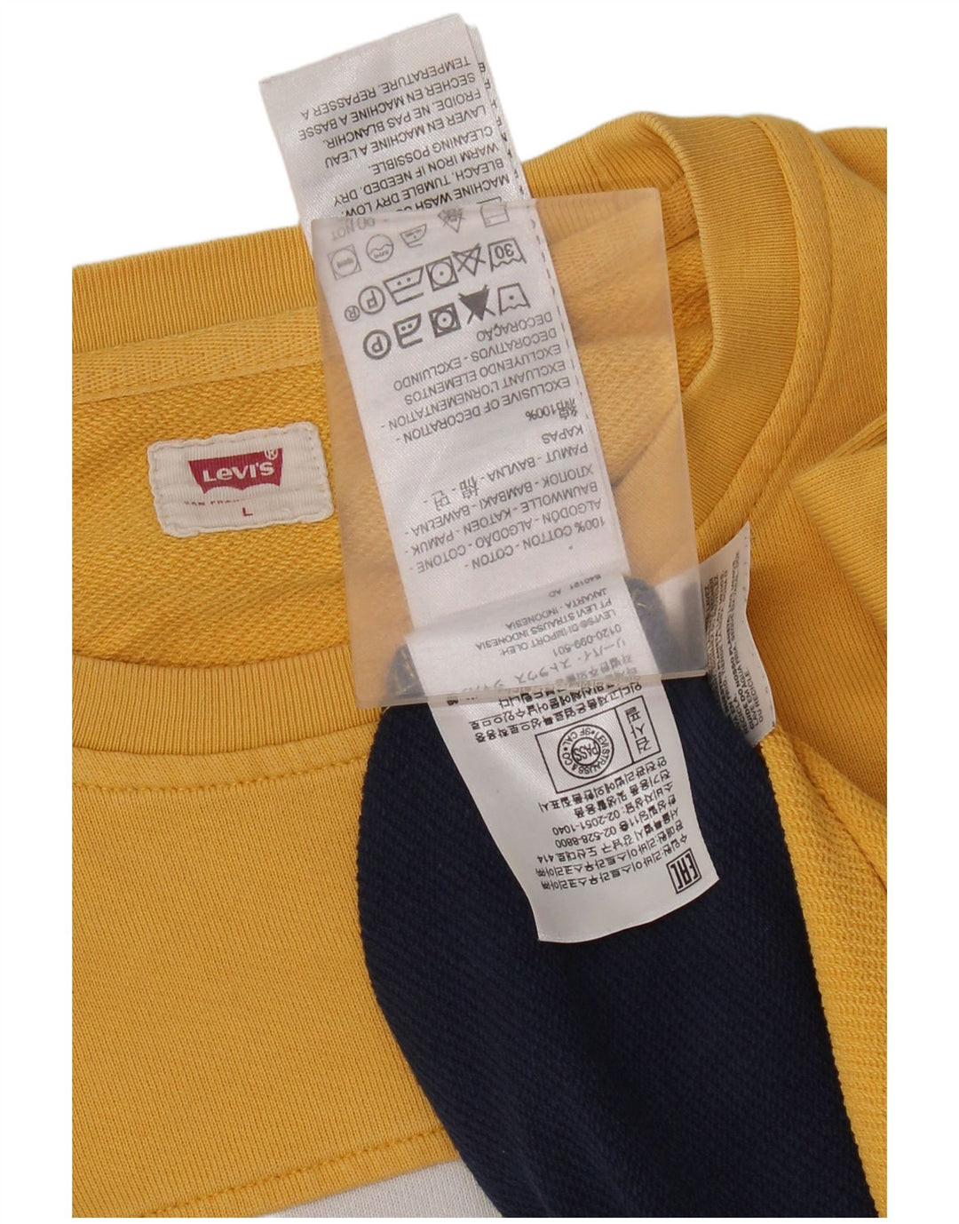 Pulover cu grafic pentru bărbați Levi's Pulover mare din bumbac color block, galben