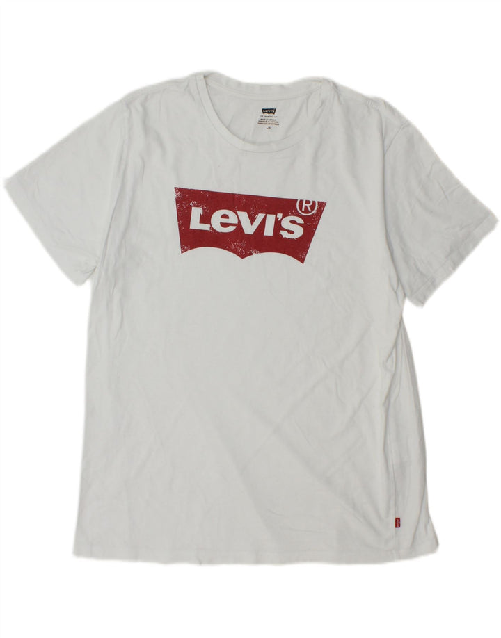 Tricou grafic Levi's pentru bărbați Top mare din bumbac alb