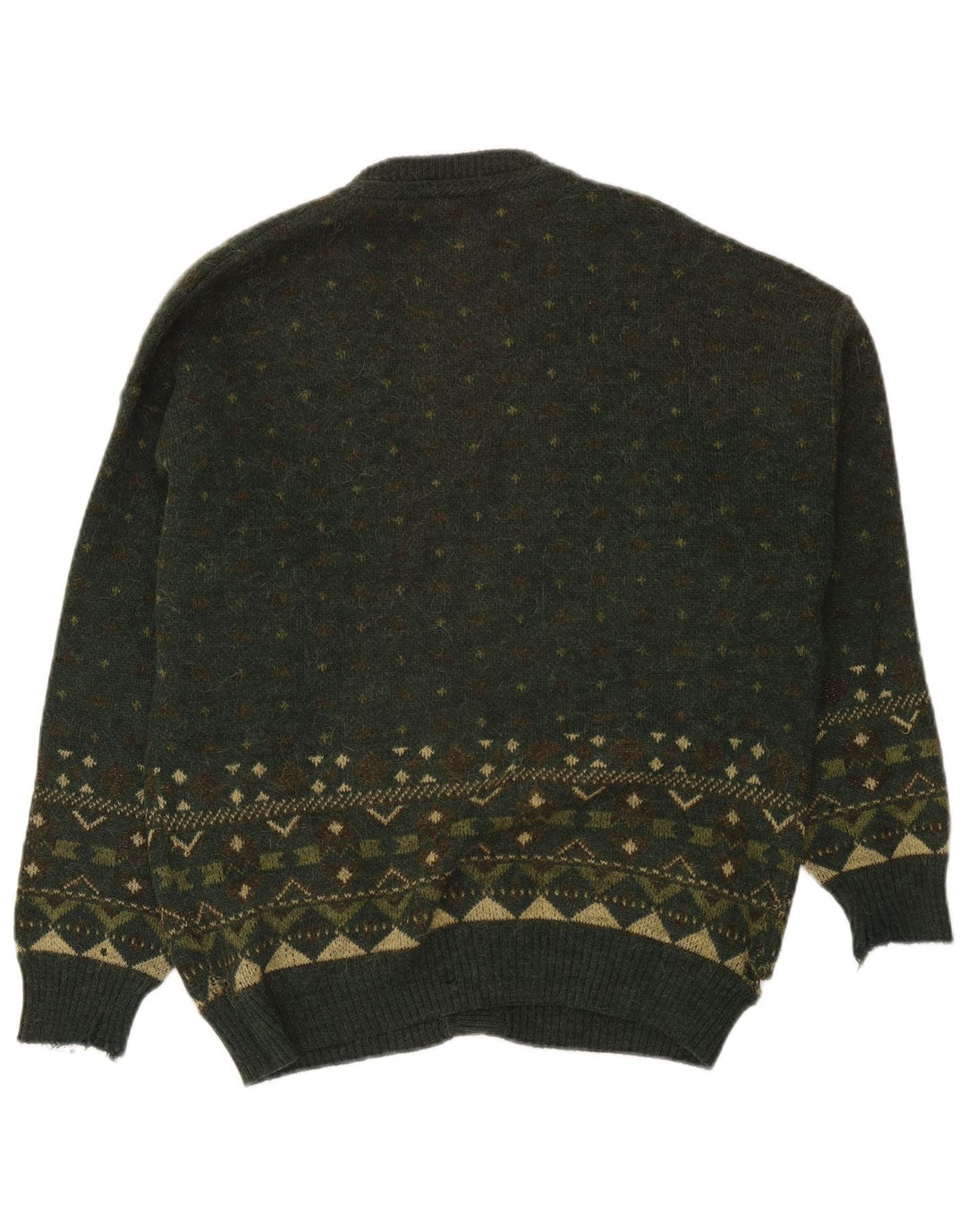 Cardigan vintage pentru bărbați, mare, verde Fair Isle