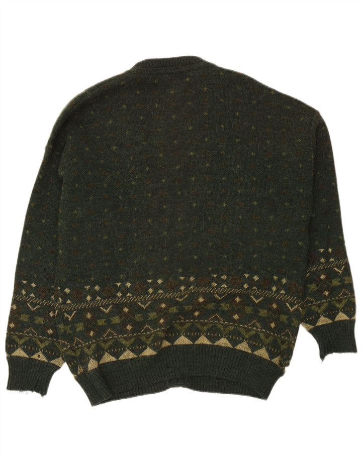 Cardigan vintage pentru bărbați, mare, verde Fair Isle