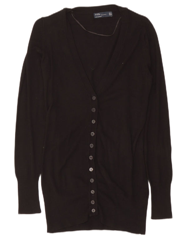 Pulover cardigan lung pentru femei Zara UK 14 Medium Black Viscose