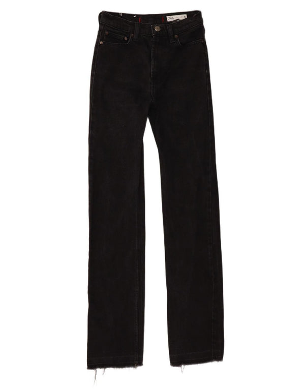 Blugi drepti pentru femei Zara EU 32 2XS L22 L32 Bumbac negru