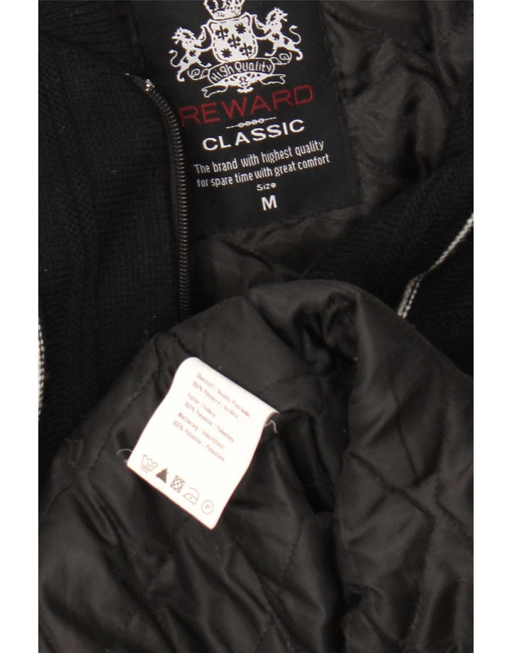 Pulover cardigan cu fermoar pentru bărbați Reward, mediu acrilic cu dungi negre, clasic