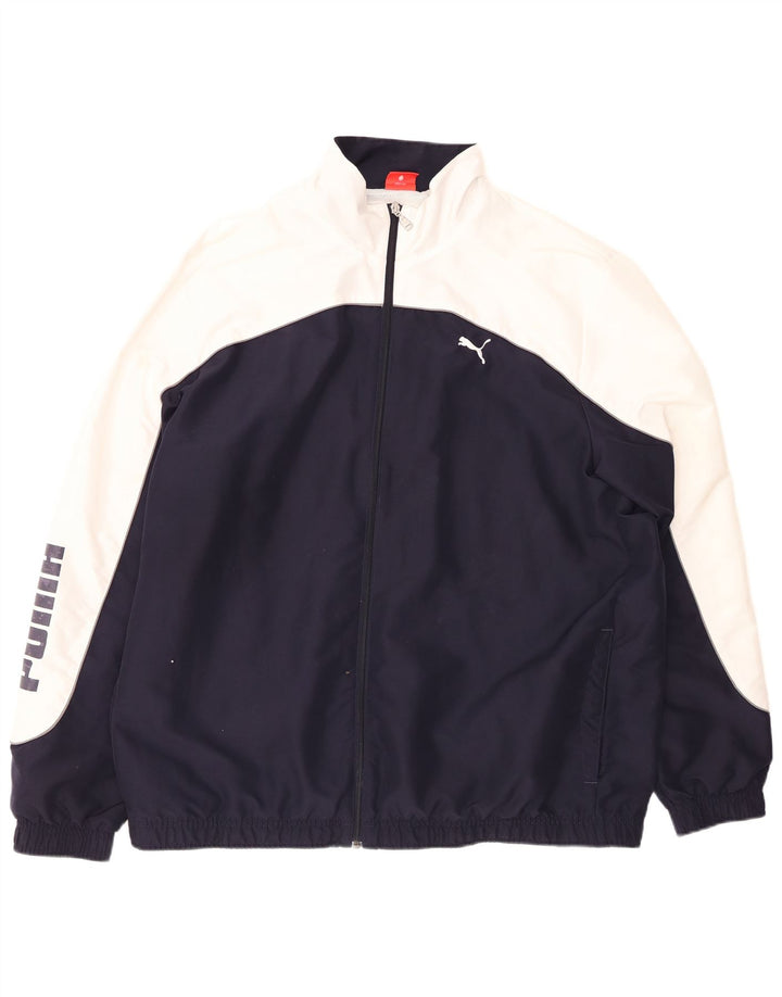 Jachetă de trening grafică PUMA pentru bărbați, 2XL, poliester color block, albastru bleumarin
