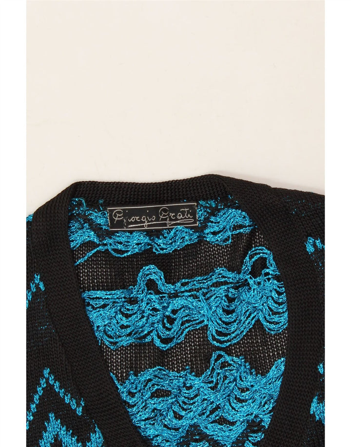GIORGIO GRATI Womens Cardigan Sweater IT 44 Medium Black Chevron Vintage Giorgio Grati and Second-Hand Giorgio Grati from Messina Hembry 