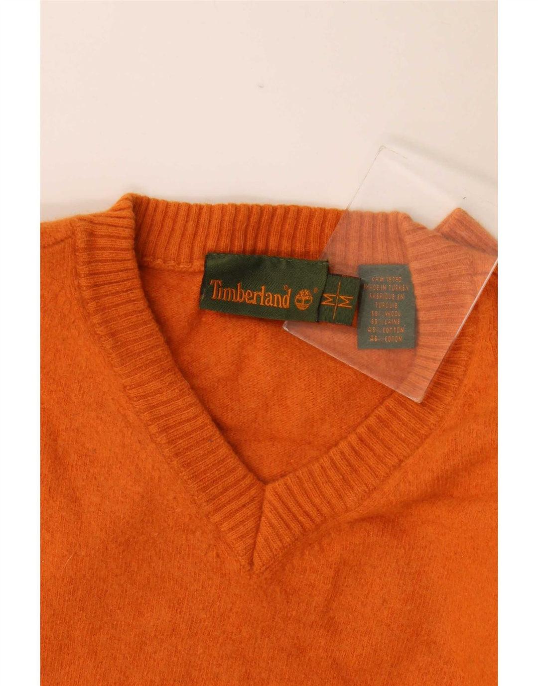 Pulover pentru bărbați Timberland cu decolteu în V, lână portocalie medie